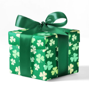 Papel De Regalo Boho Shamrock Clover Pastel Green Leaf Floral Guay