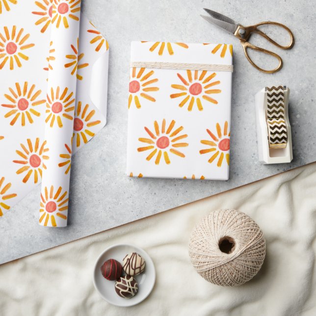 Papel De Regalo Boho Sun Birthday Baby Shower Chica Neutral de Gén (Artesanía)