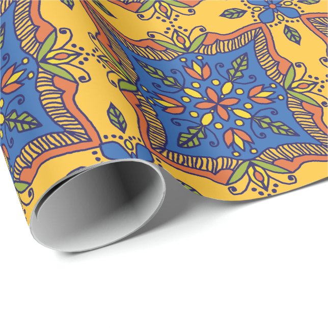 Papel De Regalo Boho Talavera Tile (Esquina del rollo)