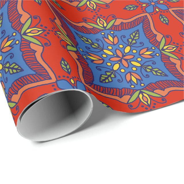 Papel De Regalo Boho Talavera Tile (Esquina del rollo)
