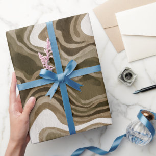 Papel De Regalo Boho Tierra Oliva Marrón Patrón Abstracto Orgánico