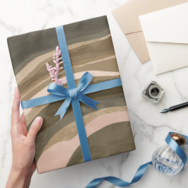 Papel De Regalo Boho Tierra Oliva Marrón Patrón Abstracto Orgánico