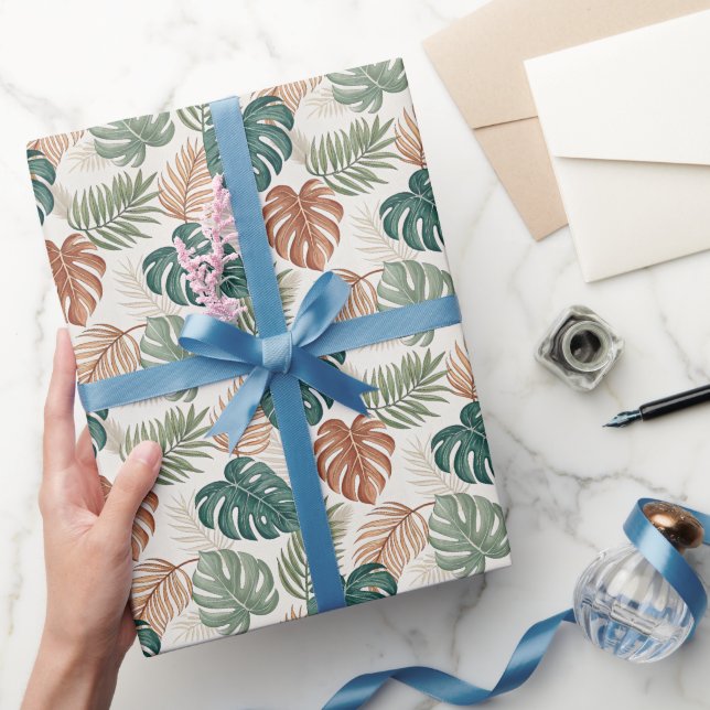 Papel De Regalo Boho Tropical Leaves  (Regalar)