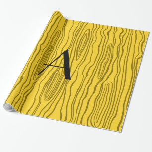 Papel De Regalo Bois amarillos del monograma falsos