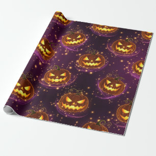 Papel De Regalo Bokeh Halloween Calabaza Encendida (2)