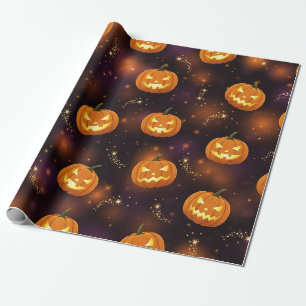 Papel De Regalo Bokeh Halloween Calabaza Encendida (4)