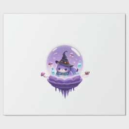 Papel de Regalo Bola de Cristal Gato Bruja Cósmico
