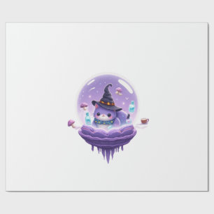 Papel de Regalo Bola de Cristal Gato Bruja Cósmico
