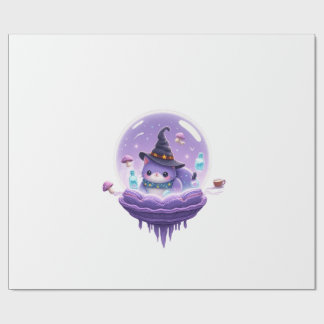 Papel de Regalo Bola de Cristal Gato Bruja Cósmico