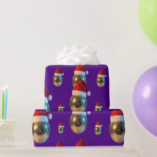 Papel De Regalo Bola de Disco Groovy con Sombrero de Santa Fiesta