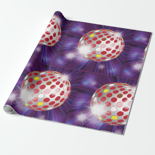 Papel De Regalo Bola de Disco Retro 70 Rojo Vibrante