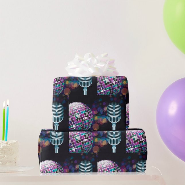 Papel De Regalo Bola de Disco Retro y Micrófono Antiguo (Subido por el creador)