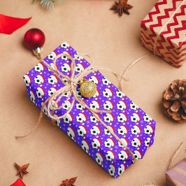 Papel De Regalo Bola de fútbol con Gorra de Santa Claus y copos de