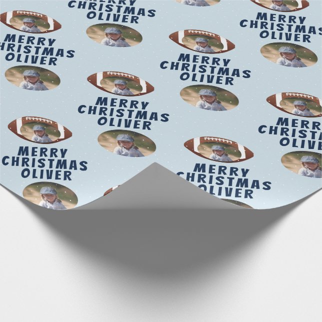 Papel De Regalo Bola de fútbol estadounidense Merry Christmas Boy  (Esquina)