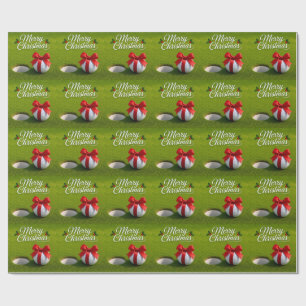 Papel De Regalo Bola de golf con cinta roja sobre hierba verde