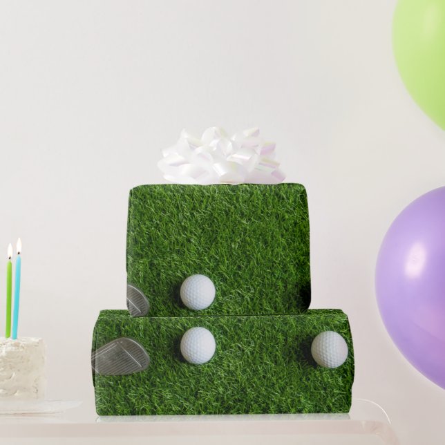 Papel De Regalo Bola de Golf en Césped Verde (Regalos de fiesta)