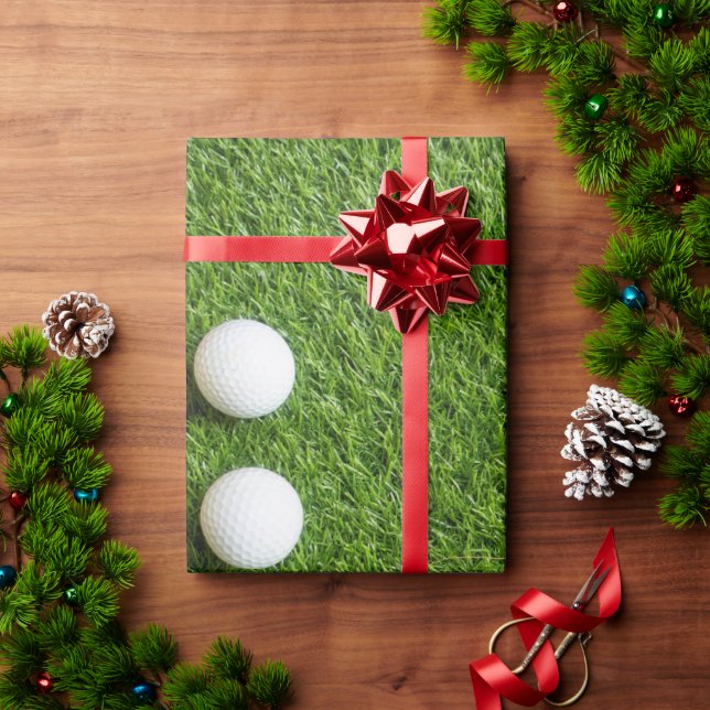 Papel De Regalo Bola de Golf en Césped Verde (Regalo de vacaciones)