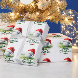 Papel De Regalo Bola de golf y sombrero de Santa para golfista Nav