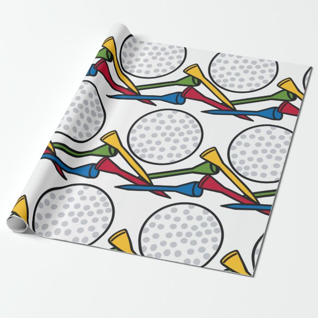 Papel De Regalo Bola de Golf y Tees (Desenrollado)