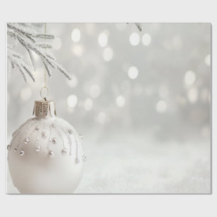 Papel De Regalo Bola de Navidad Blanca Elegante Fiesta