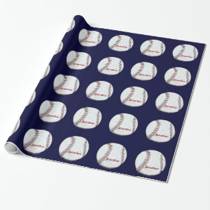 Papel De Regalo Bola del béisbol del vintage personalizada