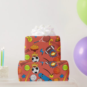 Papel De Regalo Bolas Atléticas Retro de Cómic