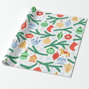 Papel De Regalo Bolas de árbol de Navidad vintage, decoraciones si
