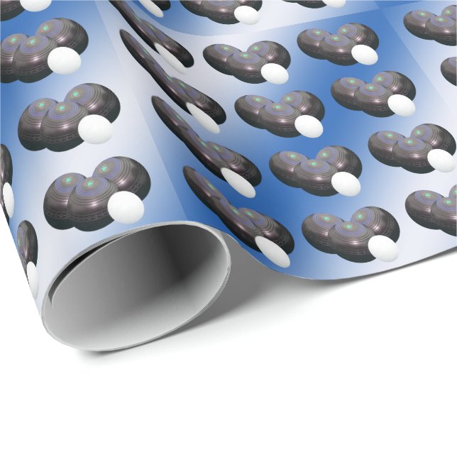 Papel De Regalo Bolas De Césped Azul Y Blanco, (Esquina del rollo)