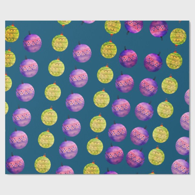 Papel De Regalo Bolas de decoración de vacaciones (Superficie plana)