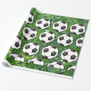 Papel De Regalo Bolas De Fútbol En La Grasa Verde Occidental