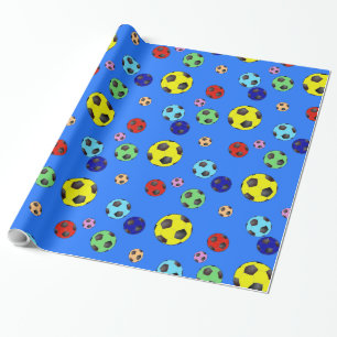 Papel De Regalo Bolas De Fútbol En Muchos Colores