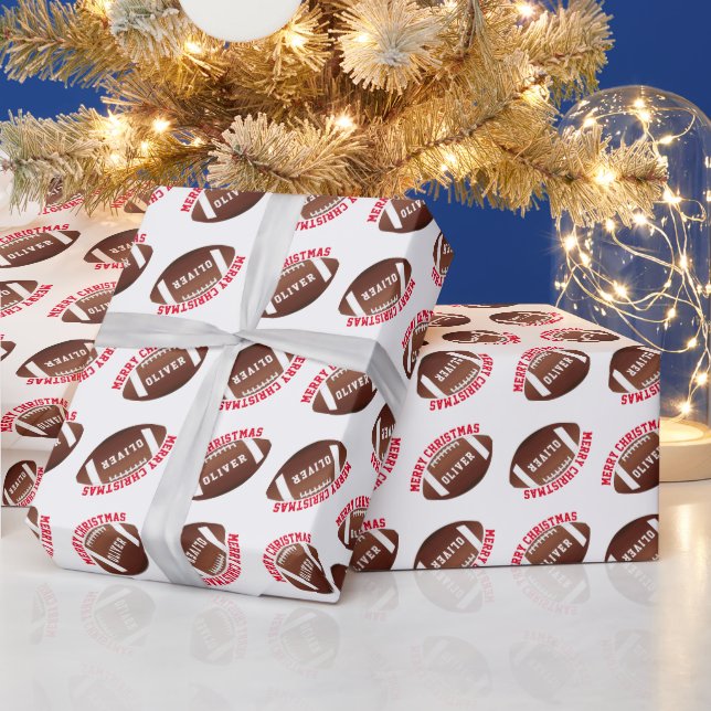 Papel De Regalo Bolas de fútbol norteamericanas llaman navidad a l (Vacaciones)