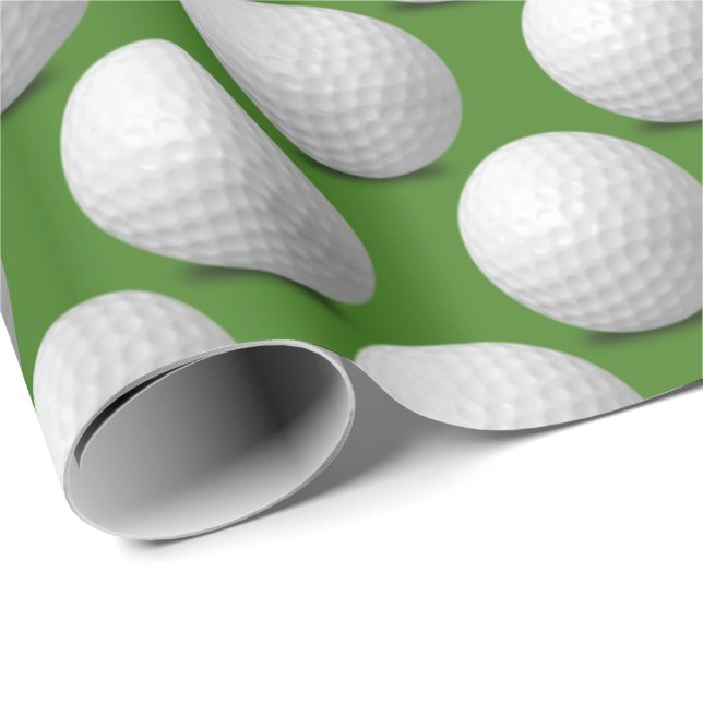Papel De Regalo bolas de golf blancas en verde (Esquina del rollo)