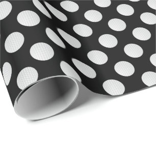Papel De Regalo Bolas de Golf Blancas sobre Negro