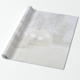 Papel De Regalo Bolas de Navidad blancas elegantes Fiesta