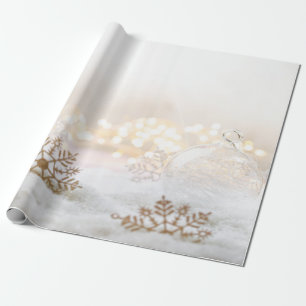 Papel De Regalo Bolas de Navidad blancas elegantes Fiesta