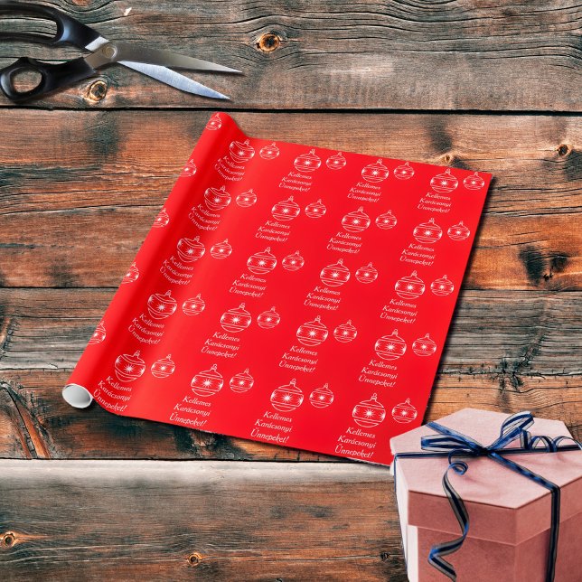 Papel De Regalo Bolas de Navidad - Felices fiestas en húngaro (Subido por el creador)