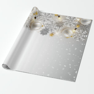 Papel De Regalo Bolas de Navidad,Luces de Cadena,Copos de Nieve,Fi