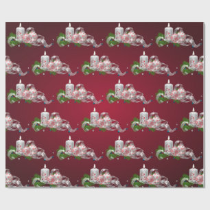 Papel De Regalo Bolas de Navidad, Vela Roja de Fiesta