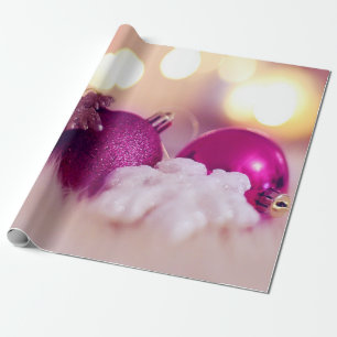 Papel De Regalo Bolas de Navidad violetas elegantes Fiesta