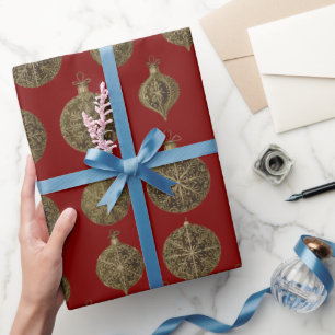 Papel De Regalo Bolas de Navidades dorados