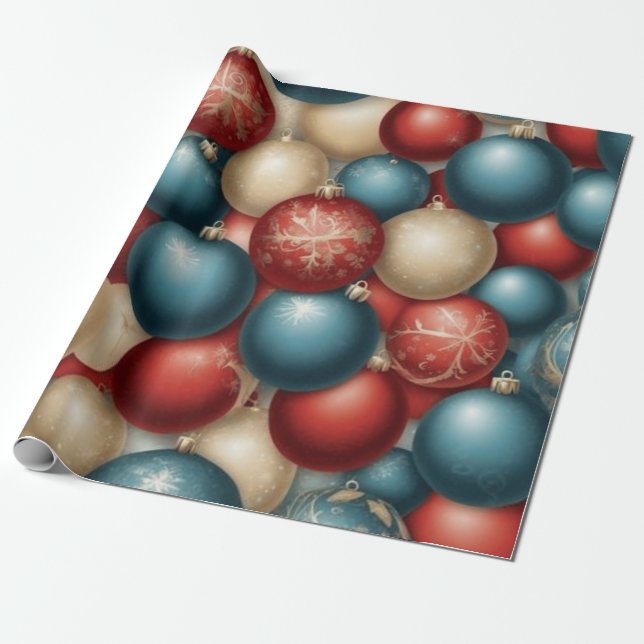Papel De Regalo Bolas de Navidades modernas y coloridas (Desenrollado)