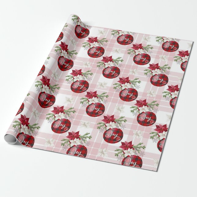 Papel De Regalo Bolas de Navidades rojos (Desenrollado)
