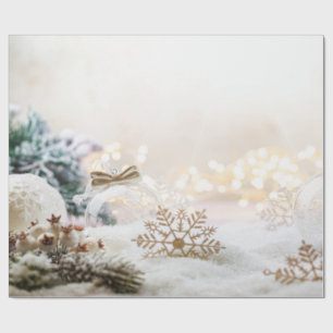 Papel De Regalo Bolas Elegantes de Navidad Blancas Chic Fiestas