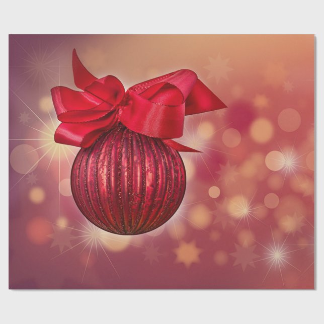 Papel De Regalo Bolas rojas de Navidad Bokeh Company  (Superficie plana)
