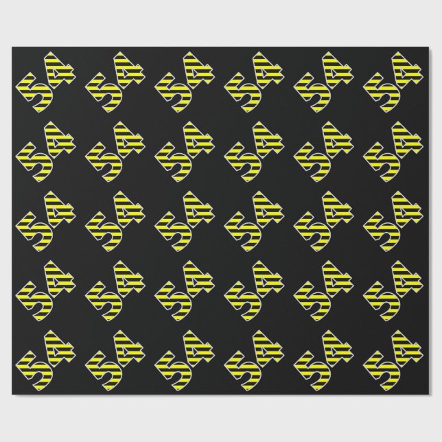 Papel De Regalo Bold, Black & Yellow Stripes 54 Event # (Cumpleaño (Superficie plana)