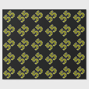Papel De Regalo Bold, Black & Yellow Stripes 55 Event # (Cumpleaño