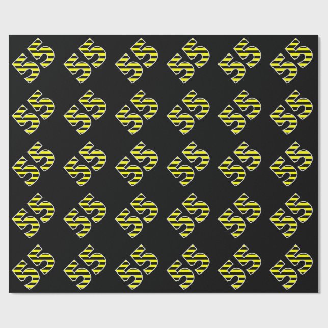 Papel De Regalo Bold, Black & Yellow Stripes 55 Event # (Cumpleaño (Superficie plana)