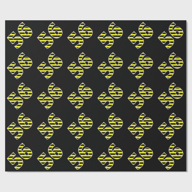 Papel De Regalo Bold, Black & Yellow Stripes 56 Event # (Cumpleaño (Superficie plana)