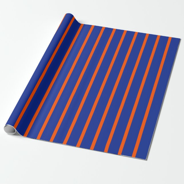 Papel De Regalo Bold Blue and Orange Spaced Stripes Vertical (Desenrollado)